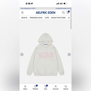 Aelfric Eden Flower Embroidery Number Hoodie grey and pink
